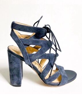 Sam Edelman Navy Suede Yardley Block Heel Sandals Size 6.5
